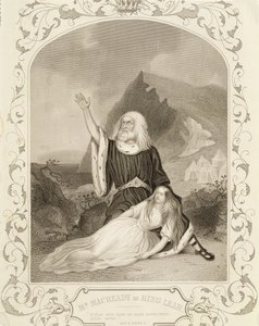 De heer Macready als Koning Lear, Act V Scene 3, in het toneelstuk door William Shakespeare (1564-1616) door English School