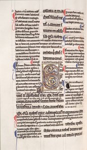 Ms.27, f.109v: Pagina uit een geannoteerde kopie van het Nieuwe Testament door English School