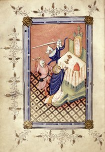 St. Thomas van Canterbury (c.1118-70) aangevallen door twee ridders, Horae, c.1420-30 door English School