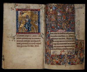 Ms 1-2005, ff.8v-9r: Christus in Oordeel en de Boom van Jesse, uit de Macclesfield Psalter, Gebruik van Sarum, Oost-Anglia, c.1330 door English School