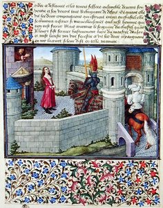 Ms. 2597 Hart en Verlangen betreden de binnenplaats van het Kasteel van Woede te paard, facsimile editie van 