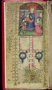 Ms 41-1950, f.2v: Toewijdingspagina uit een Getijdenboek behorend tot Margaret Beauchamp, c.1424