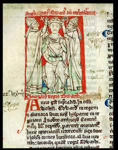 Ms 6712 (A.6.89) fol.247v Edward I (1239-1307), miniatuur uit Flores Historiarum, door Matthew Paris, 1250-52 door English School