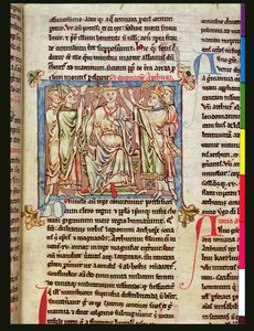 Ms 6712 (A.6.89) fol.53 Koning Arthur, miniatuur uit Flores Historiarum, door Matthew Paris, ca. 1250-52 door English School