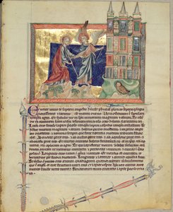 Een engel toont het Nieuwe Jeruzalem aan St. Johannes de Evangelist, uit de Gulbenkian Apocalyps, c.1265-70