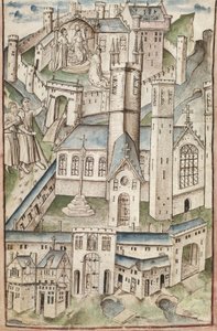 Ms. New Coll 288, f4v. (Chaundler manuscript), Leven van William van Wykeham door Thomas Chaundler door English School