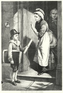 Mulready, als jongen afgewezen door de huishoudster van Bank (gravure) door English School