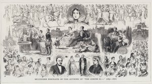 Multiforme Portretten van de Auteurs van The Coming K... (gravure) door English School