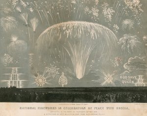 Nationaal vuurwerk ter viering van de vrede met Rusland, 29 mei 1856 door English School