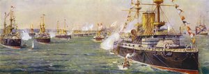 Marineparade bij Spithead voor het diamanten jubileum van koningin Victoria door English School