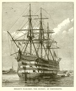 Nelsons Vlaggenschip, de Victory, in Portsmouth