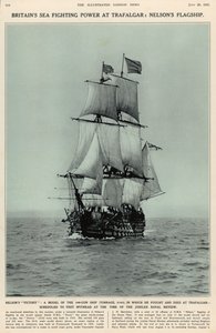 Nelsons Victory: een model van het 100-kanonschip waarin hij vocht en stierf bij Trafalgar, uit The Illustrated London News Royal Naval and Military Review Number, 20 juli 1935 door English School