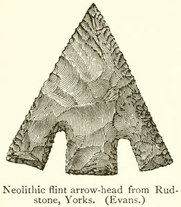 Neolithische Vuurstenen Pijlpunt uit Rudstone, Yorks. (Evans) door English School