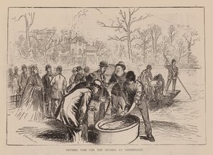 Visnet voor de Theems bij Teddington (gravure) door English School