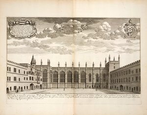 New College, plaat 20 uit Oxonia Illustrata door David Loggon, Oxford 1675