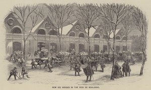 Nieuwe ijshuizen in het Bois de Boulogne (gravure) door English School