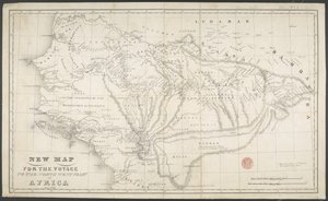 Nieuwe kaart voor de reis naar de noordwestkust van Afrika, Anno, getekend en gedrukt door Dean & Munday door English School