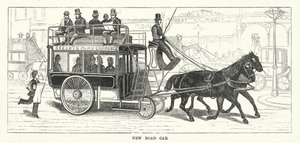 Nieuwe straatauto in Londen (gravure) door English School