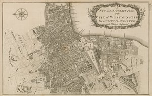 Nieuwe en nauwkeurige plattegrond van de stad Westminster, het hertogdom Lancaster en aangrenzende plaatsen
