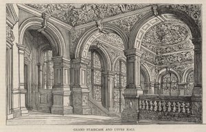 Nieuw gebouw van de Constitutional Club in Northumberland Avenue: Grote trap en bovenhal