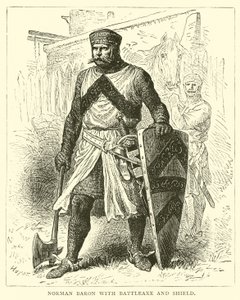 Normandische baron met strijdbijl en schild