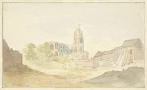 Noordoostelijk uitzicht op St. Mary Redcliffe vanaf Harford Anderson Garden