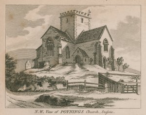 Noordwestelijk uitzicht op de kerk van Poynings in Poynings door English School