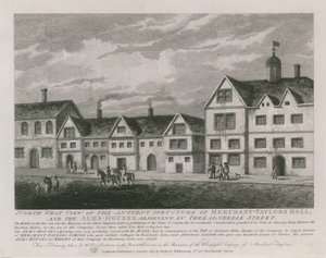 Noordwestelijk uitzicht op de oude structuur van Merchant Taylors Hall door English School