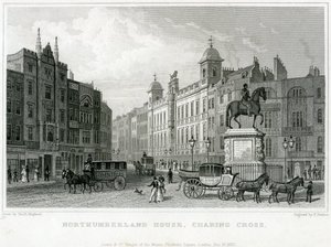 Northumberland House, Charing Cross. Bishs Loterijkantoor, No 9 Charing Cross, is naast het Golden Cross Hotel door English School