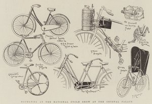Nieuwigheden op de Nationale Fietsshow in het Crystal Palace (gravure)