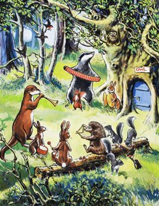 Kleuterdieren spelen in het bos