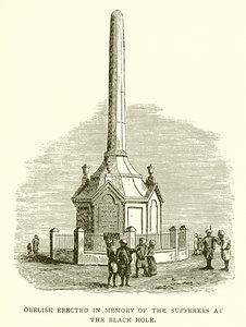 Obelisk opgericht ter nagedachtenis aan de slachtoffers van het Zwarte Gat van Calcutta door English School