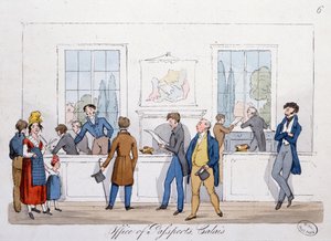 Paspoortkantoor in Calais, 1822 door English School