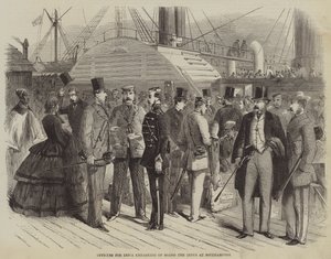 Officieren voor India inschepen aan boord van de Indus in Southampton