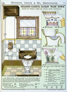Okeanos kasten uit een catalogus van sanitair geproduceerd door Morrison, Ingram & Co., Manchester, gepubliceerd ca.1890