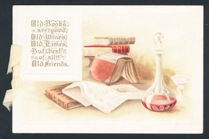 Oude Boeken en Wijndecanteerkaraf, Kerstkaart door English School