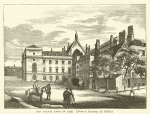 Oude paleiswerf in 1796, naar een tekening van Miller door English School