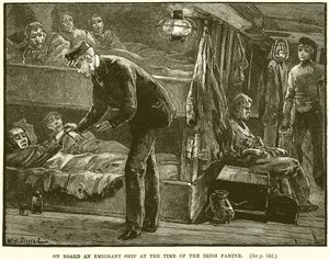 Aan boord van een emigrantenschip tijdens de Ierse hongersnood door English School