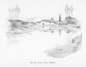 Aan de Arno, bij Empoli (litho) door English School