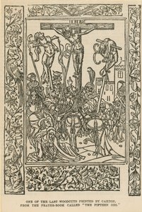 Een van de laatste houtsneden gedrukt door Caxton door English School
