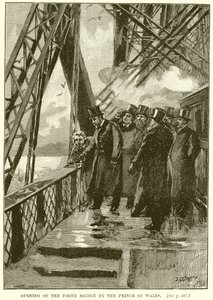 Opening van de Forth Bridge door de Prins van Wales