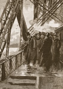 Opening van de Forth Bridge door de Prins van Wales, 4 maart 1890, illustratie uit Cassells Geïllustreerde Geschiedenis van Engeland door English School