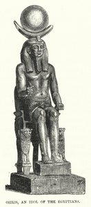 Osiris, een idool van de Egyptenaren (gravure)
