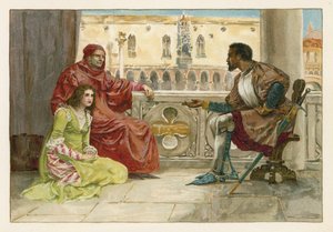 Othello praat met Desdemona en haar vader
