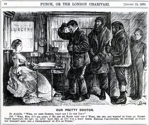 Onze mooie dokter, gepubliceerd in Punch Magazine, 1870 door English School