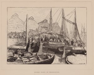 Oesterboten bij Billingsgate (gravure) door English School