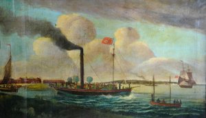 P.S. Royal Charter bij Barton waterside, c.1850 door English School