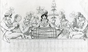 Padean Minstrels in uitvoering in Vauxhall Gardens, Londen (gravure)