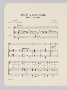 Pagina 2 van een muziekpartituur voor het lied Just a Soldier door English School