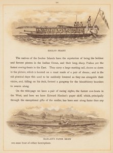 Pagina uit De boten van de wereld, eind 19e eeuw (kleurenlitho) door English School